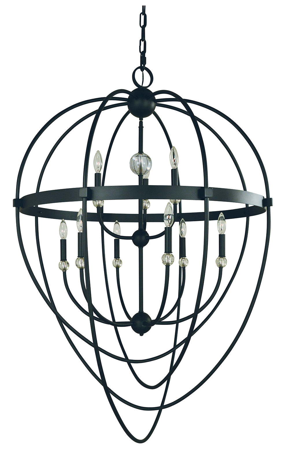 Framburg 9-Light Matte Black Aurora Foyer Chandelier