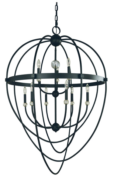 Framburg Elizabeth 9 - Light Matte Black Foyer Chandelier L1154 MBLACK