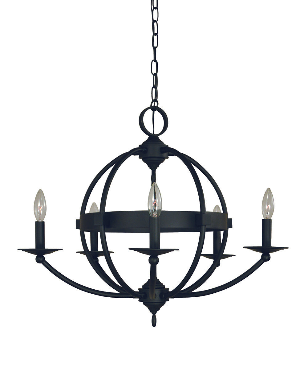 Framburg 5-Light Matte Black Aurora Chandelier