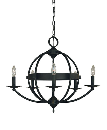 Framburg Aurora 5 - Light Matte Black Chandelier L1155 MBLACK
