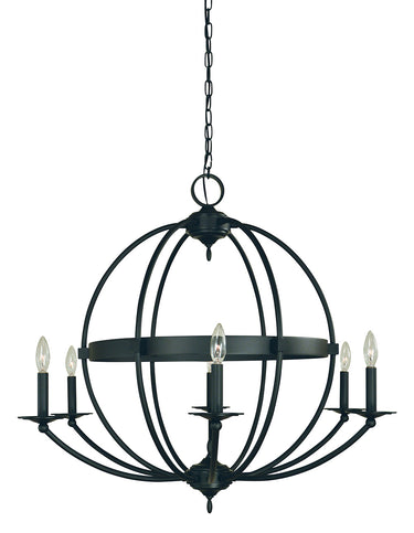 Framburg Aurora 6 - Light Matte Black Chandelier L1156 MBLACK
