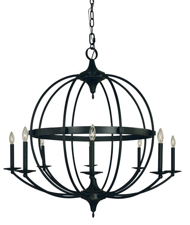 Framburg Aurora 8 - Light Matte Black Foyer Chandelier L1158 MBLACK