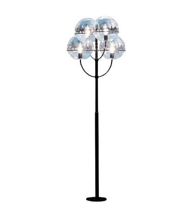 Outdoor floor lamp Lyndon by Oluce in zinc-plated black metal for terraces and patios