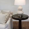 Modern Lantern Marilyn Ivory on Nickel Cordless Lamp in living room setting