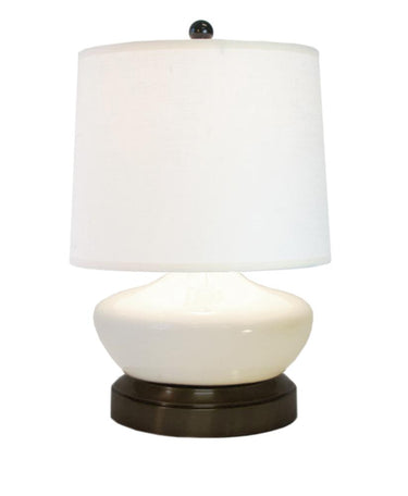 Bella Ivory cordless table lamp with ceramic base and linen shade