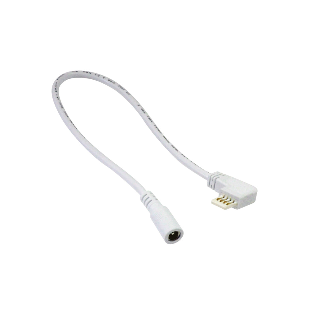 Nora Lighting 12" side power feed cable with RCA jack, left feed, white finish