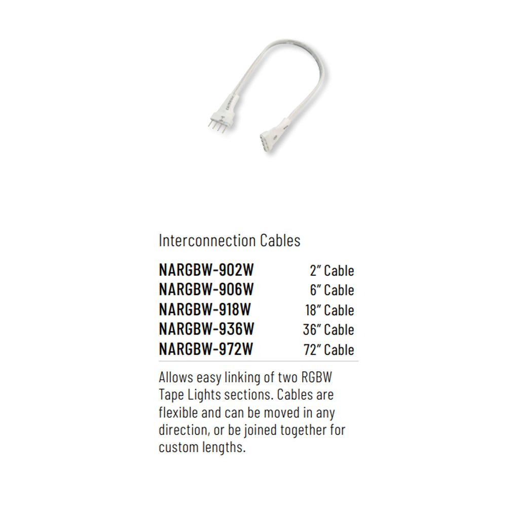 Nora Lighting 2" Interconnection Cable for RGBW Tape Light