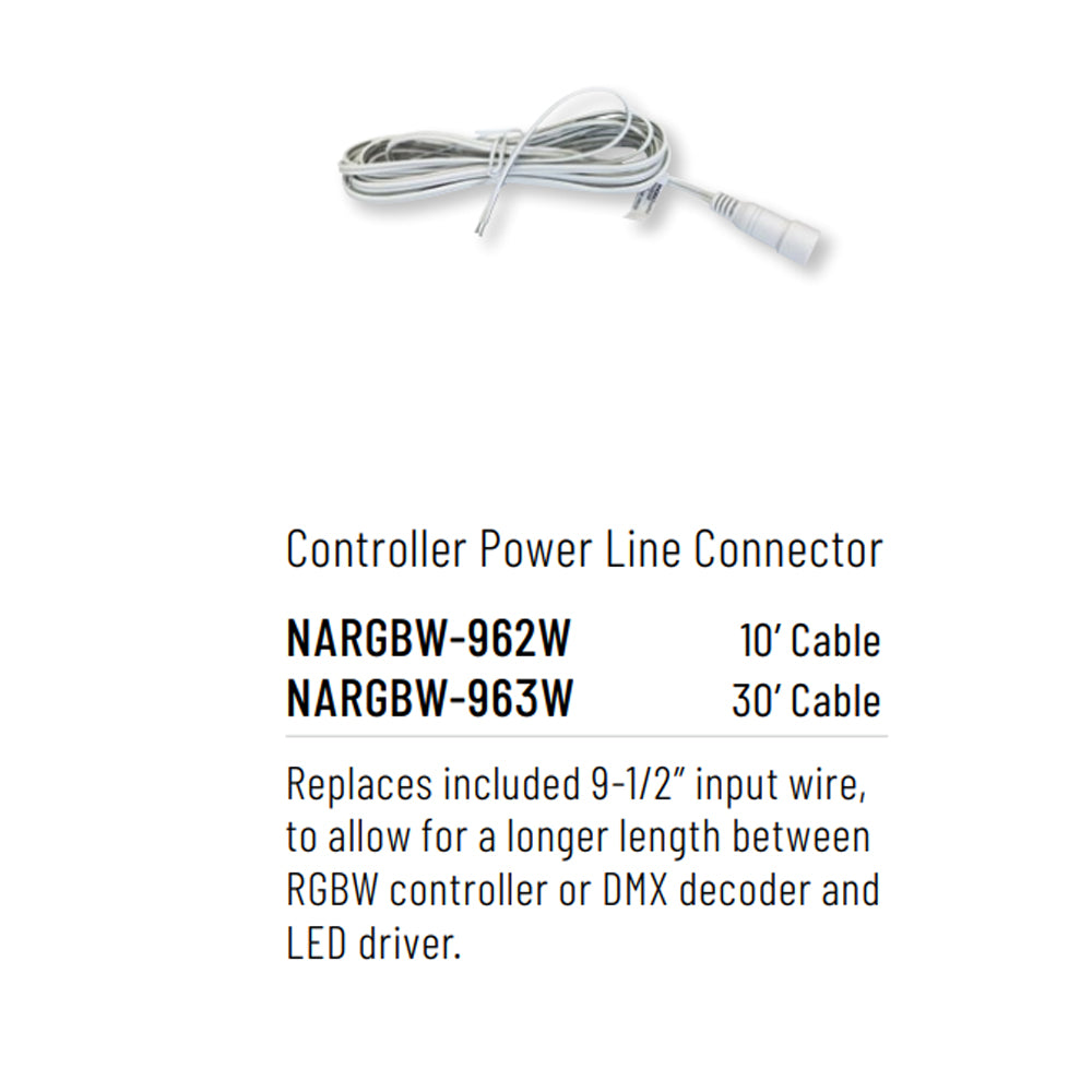 Nora Lighting 10' Controller Power Line Connector for RGBW Controller