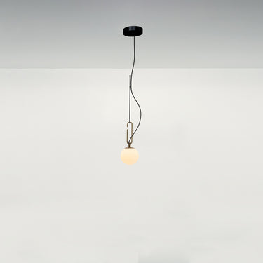 Modern NH 14 suspension lamp by Artemide with blown glass and brass ring