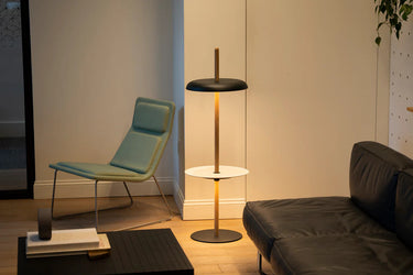 Nivel Cordless Floor Lamp Module + Tray for Modern Spaces by Pablo Designs