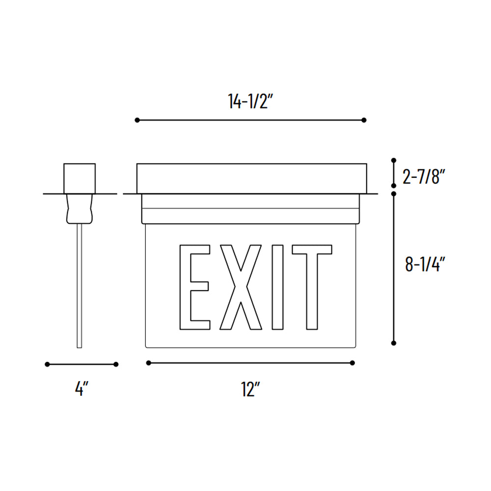 Nora Lighting NX-813-LED Recessed Adjustable LED Edge-Lit Exit Sign, AC Only