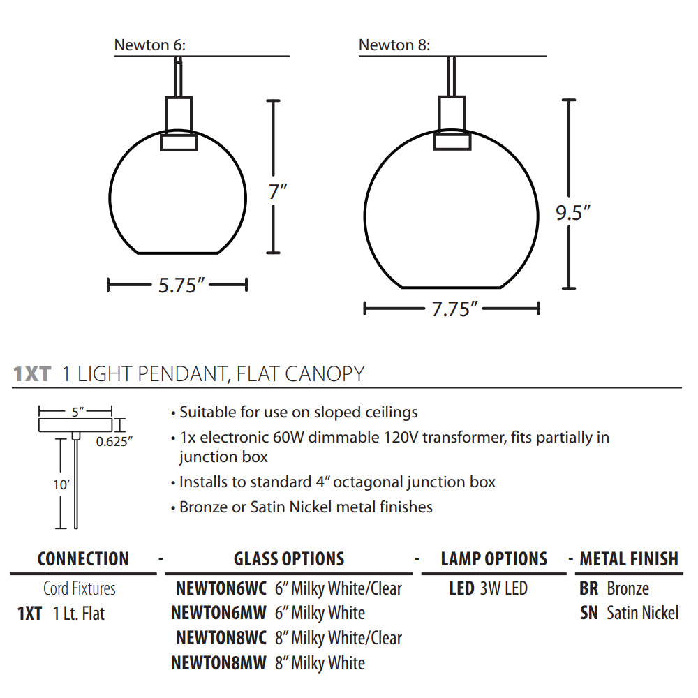 Besa Lighting Newton 6 Pendant Light
