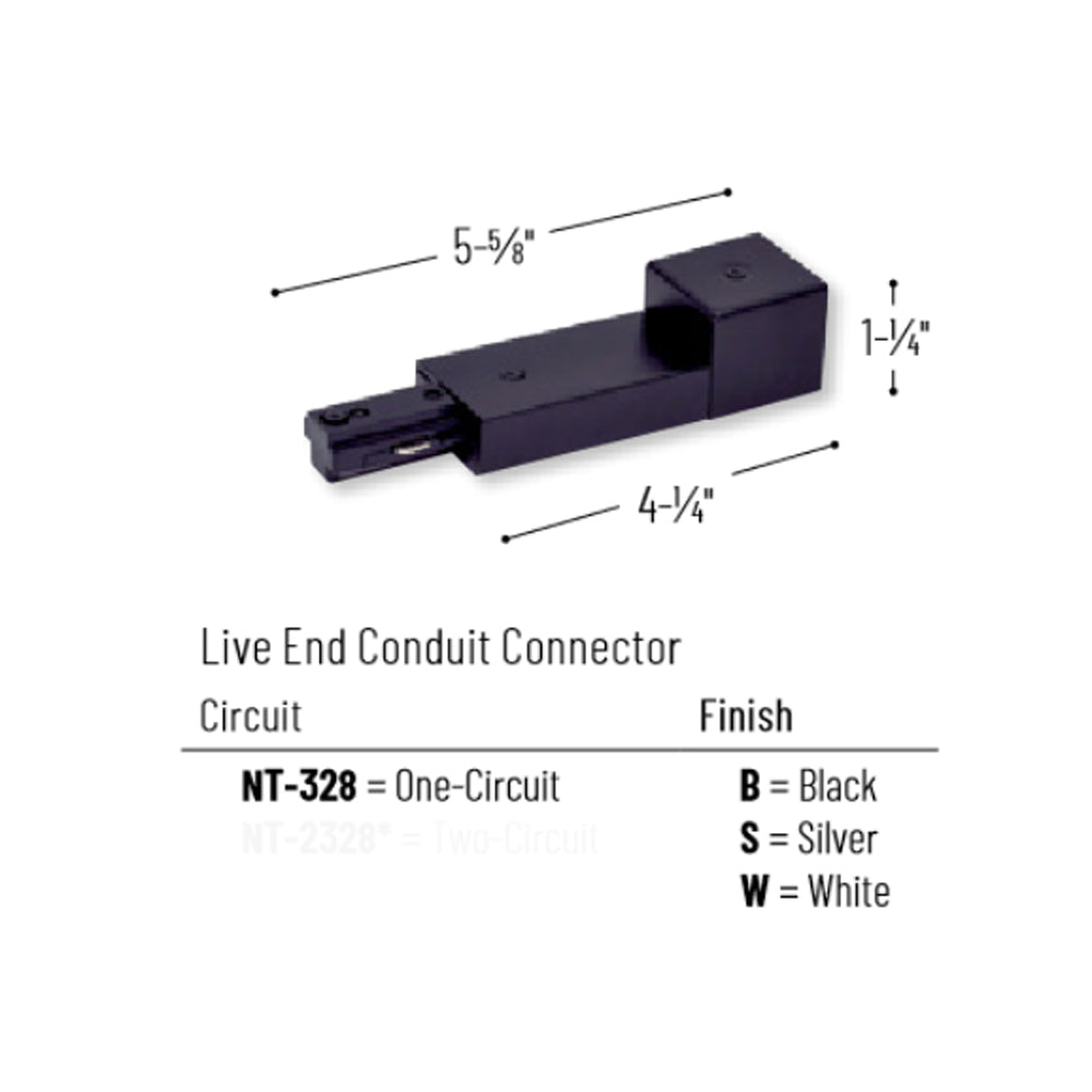 Nora Lighting One-Circuit Track, Live End Conduit Feed