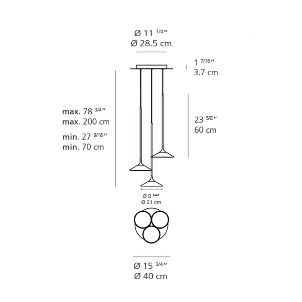 Artemide Orsa 21 Chandelier 3X7W Chandelier