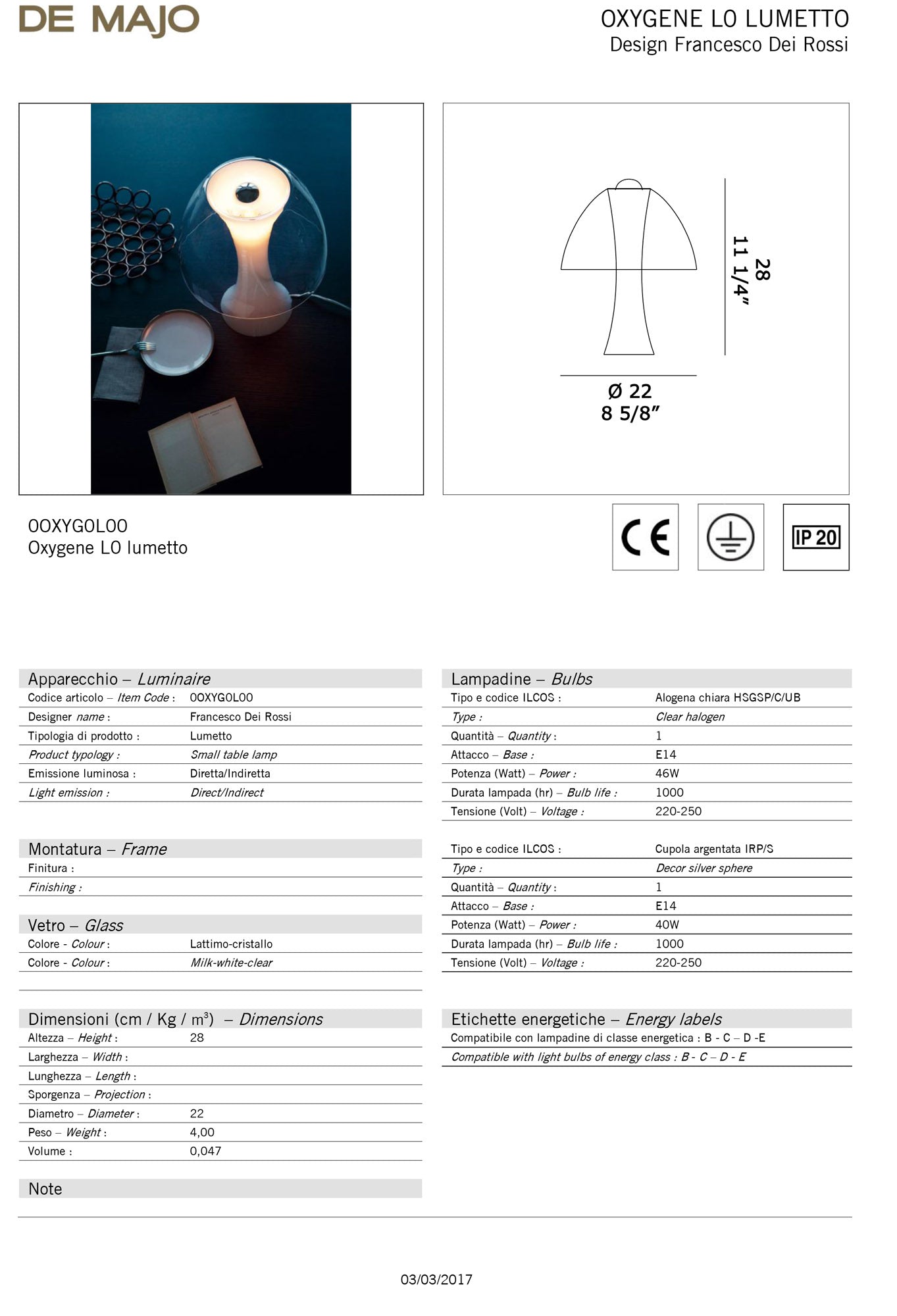 De Majo Oxygene Table Lamp