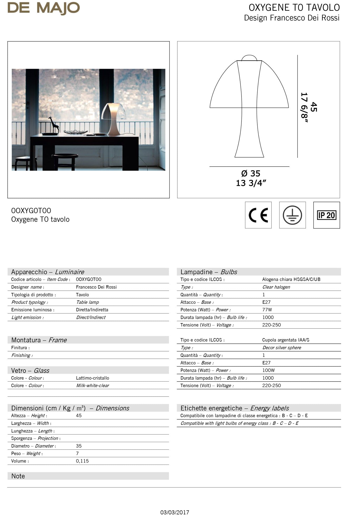 De Majo Oxygene Table Lamp