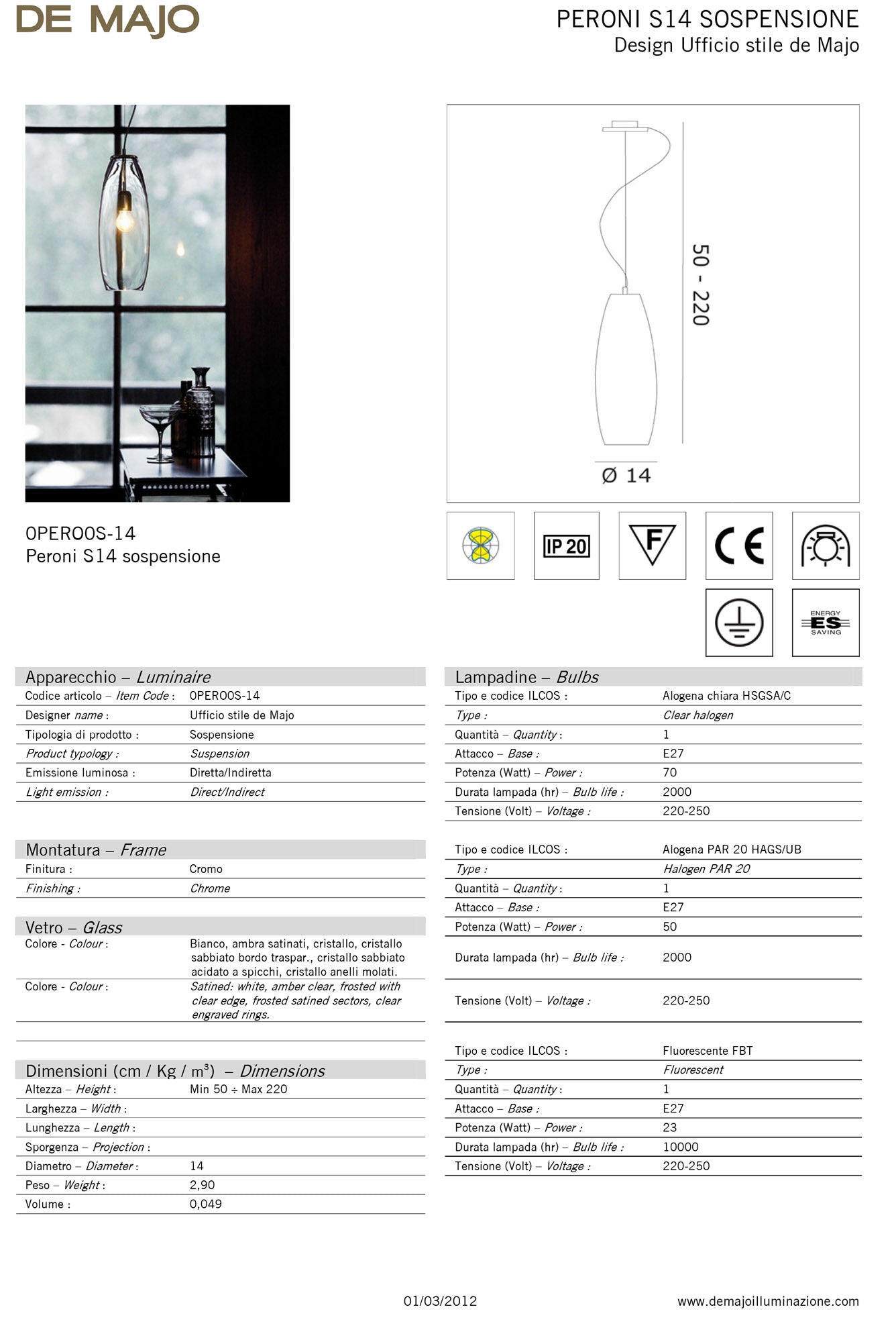De Majo Peroni S Pendant Light