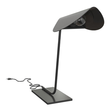 Contemporary bronze metal table lamp by Oluce with folded feather-inspired shade design