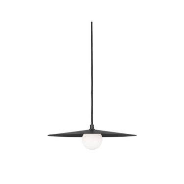 Pirlo mid-century modern pendant light with matte black finish disc