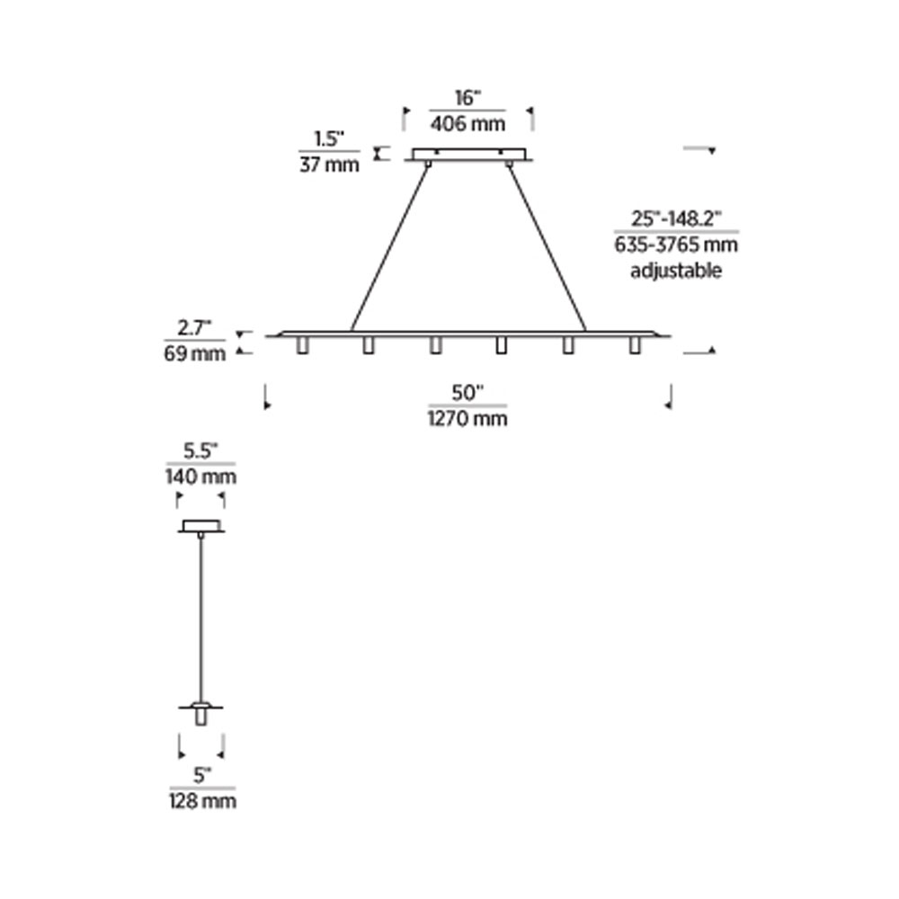 Tech Lighting Ponte 50 Linear Suspension
