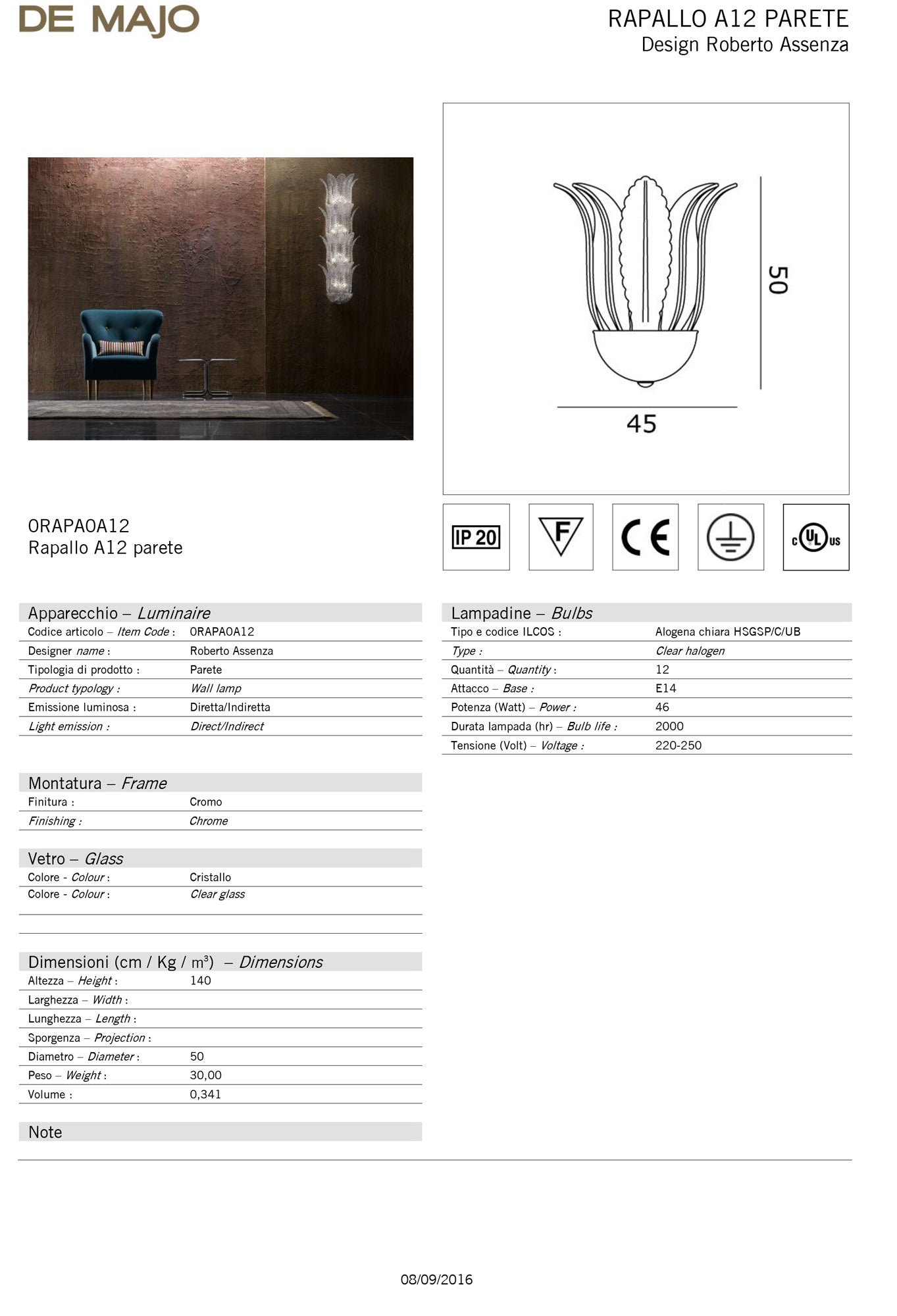 De Majo Rapallo A Wall Light