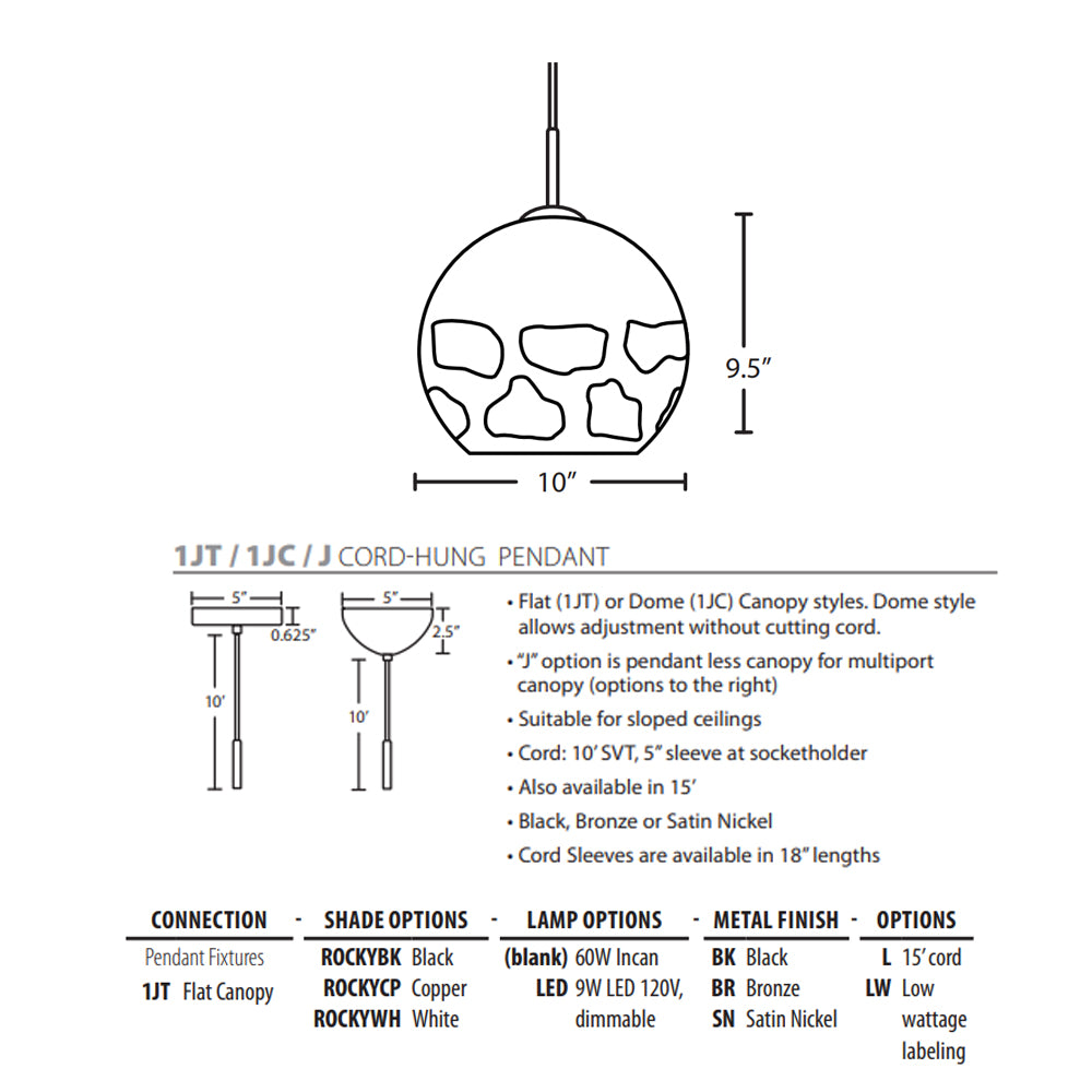 Besa Lighting Rocky Pendant Light