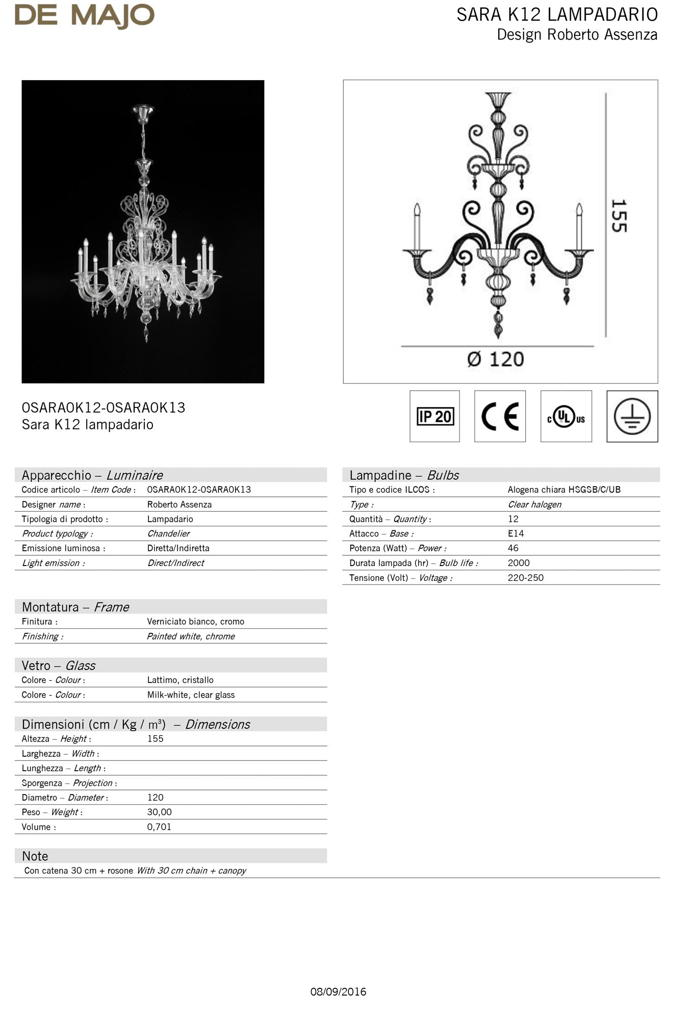 De Majo Sara Chandelier