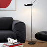 Joe Colombo Spider floor lamp white metal base with chrome-plated stem for office or hotel spaces