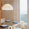 Sonora 438 suspension lamp by Oluce with opaline blown glass and dimmable LED