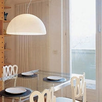 Sonora 438 suspension lamp by Oluce with opaline blown glass and dimmable LED