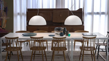 Sonora 411 opaline glass suspension lamp by Oluce dimmable modern designer lighting