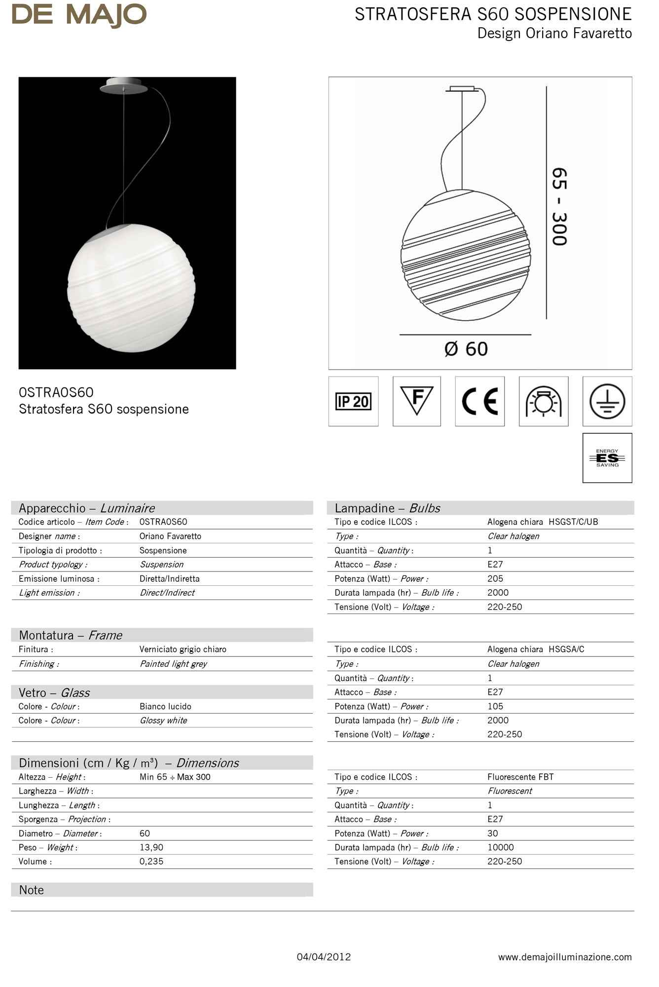 De Majo Stratosfera S Pendant Light