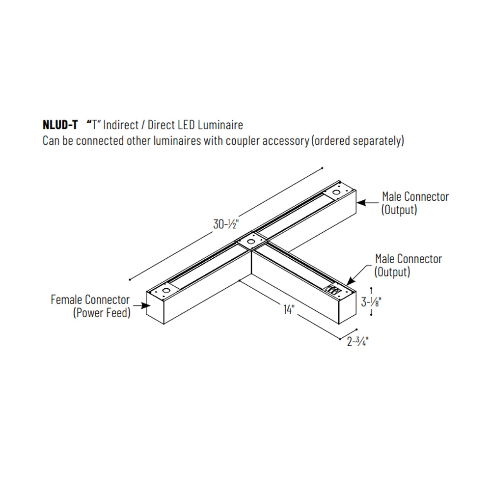 Nora Lighting T Shaped L-Line LED Indirect/Direct, Selectable CCT