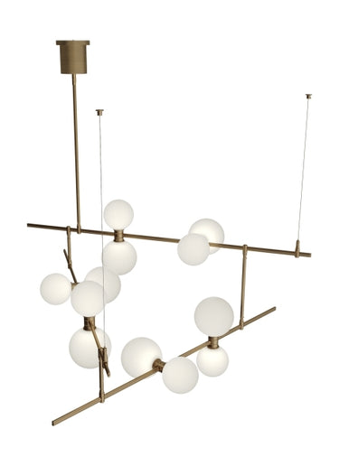 ModernRail Chandelier 2 Glass Orbs | Visual Comfort Modern | LoftModern