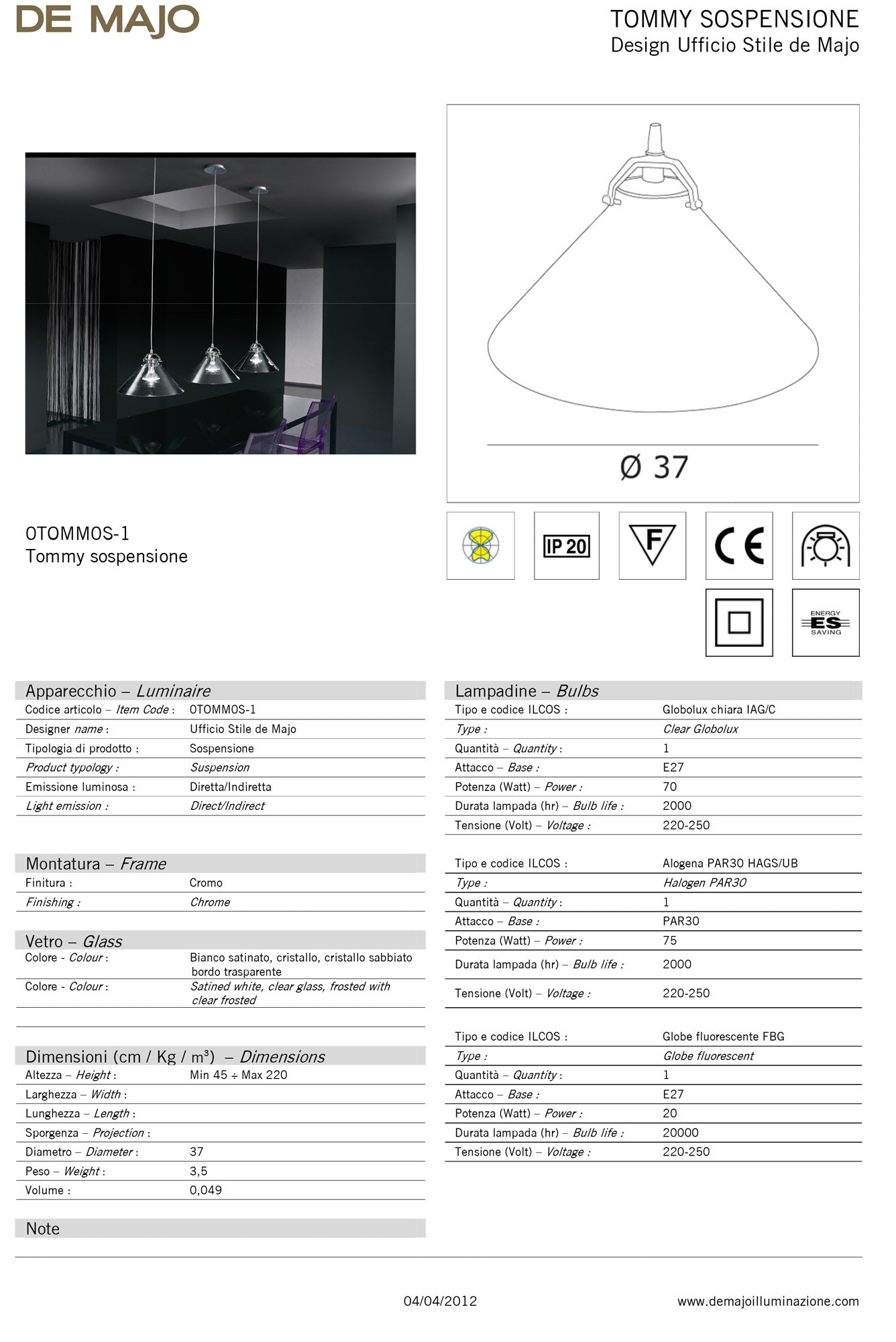 De Majo Tommy S Pendant Light