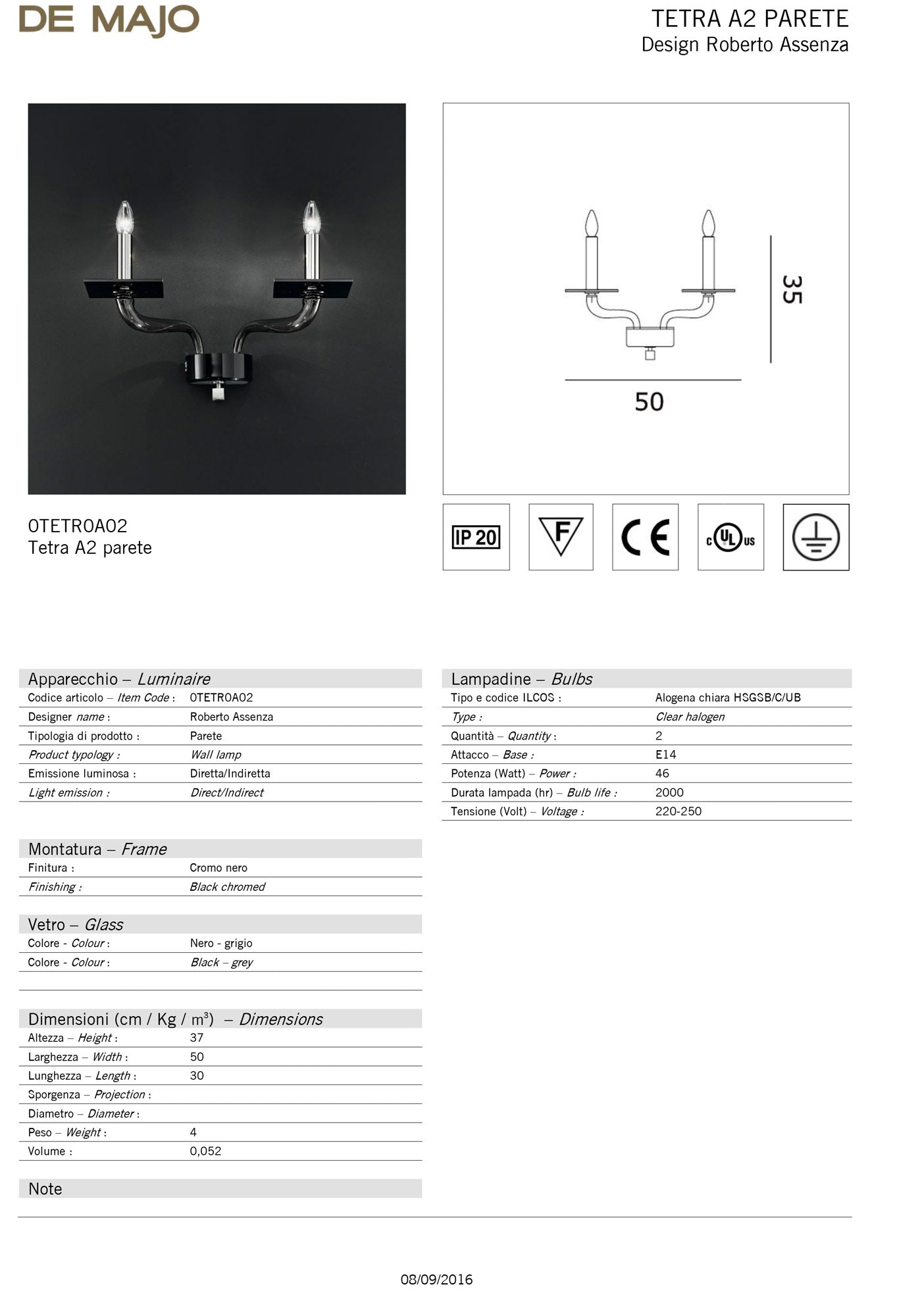 De Majo Tetra A Wall Light