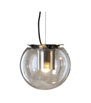 Globe 827 suspension pendant lighting by Oluce in satin gold finish for bedrooms