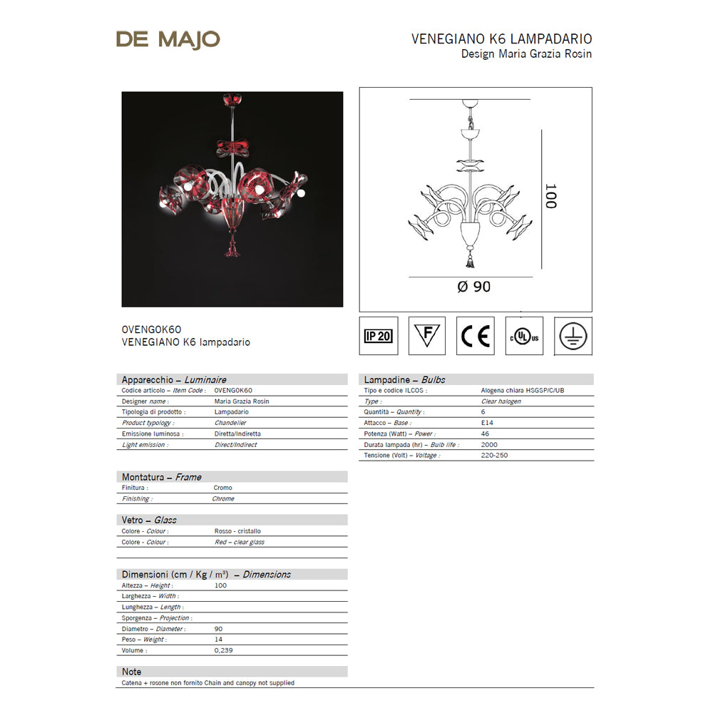 De Majo Venegiano K6 Chandelier