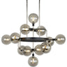 Viaggio LED chandelier with smoke glass and polished nickel ideal for luxury apartments or design-forward workspaces