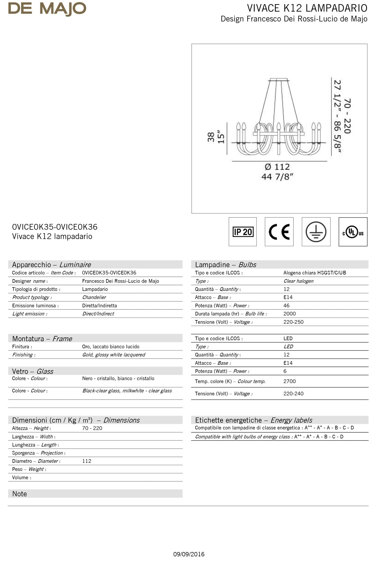 De Majo Vivace Chandelier