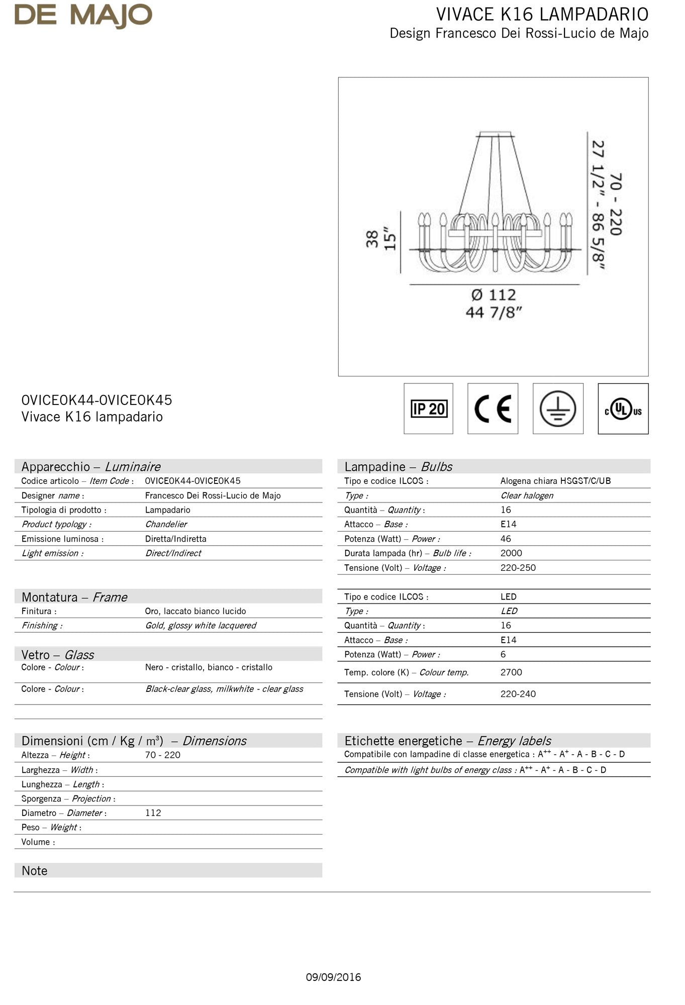De Majo Vivace Chandelier