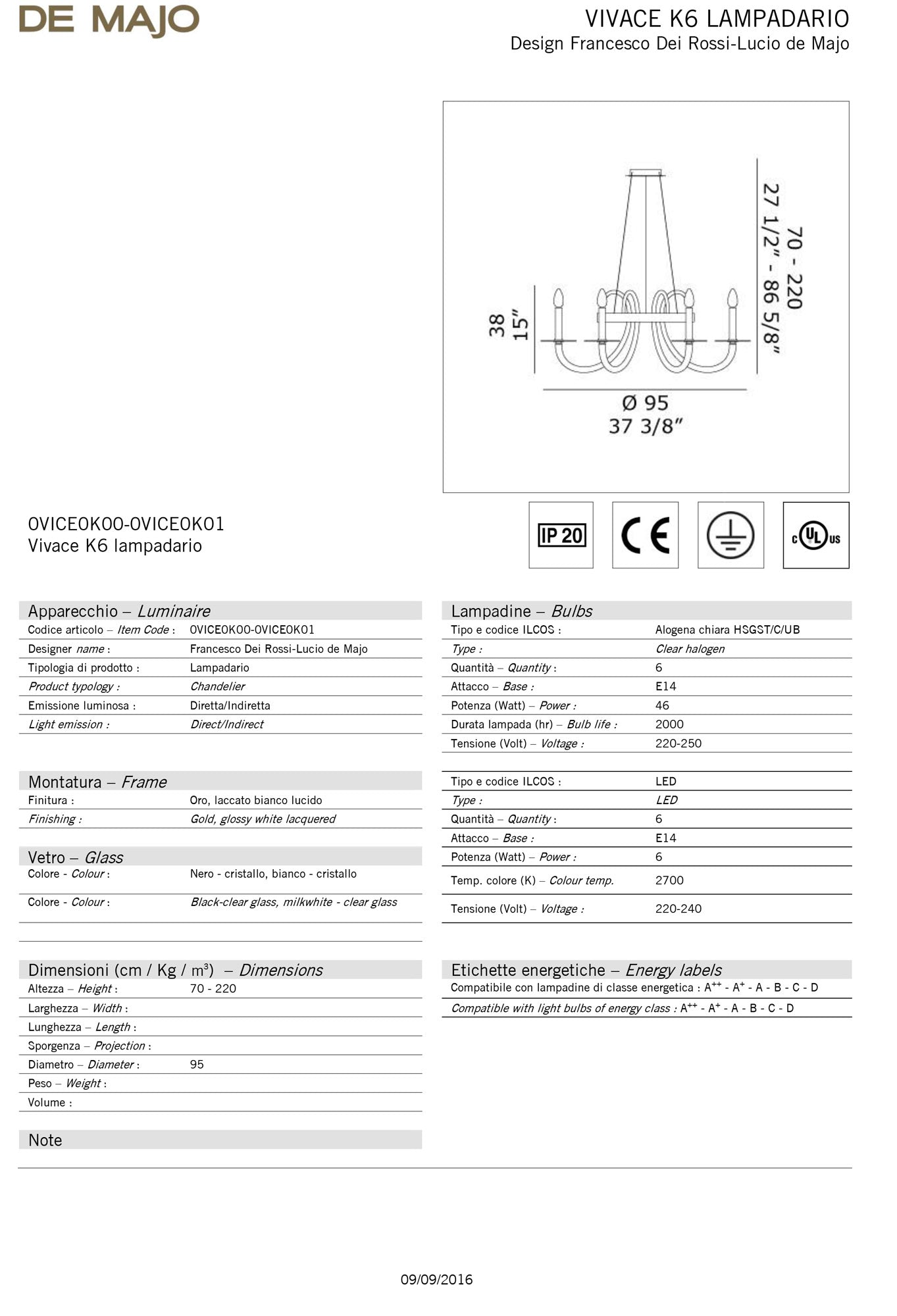 De Majo Vivace Chandelier
