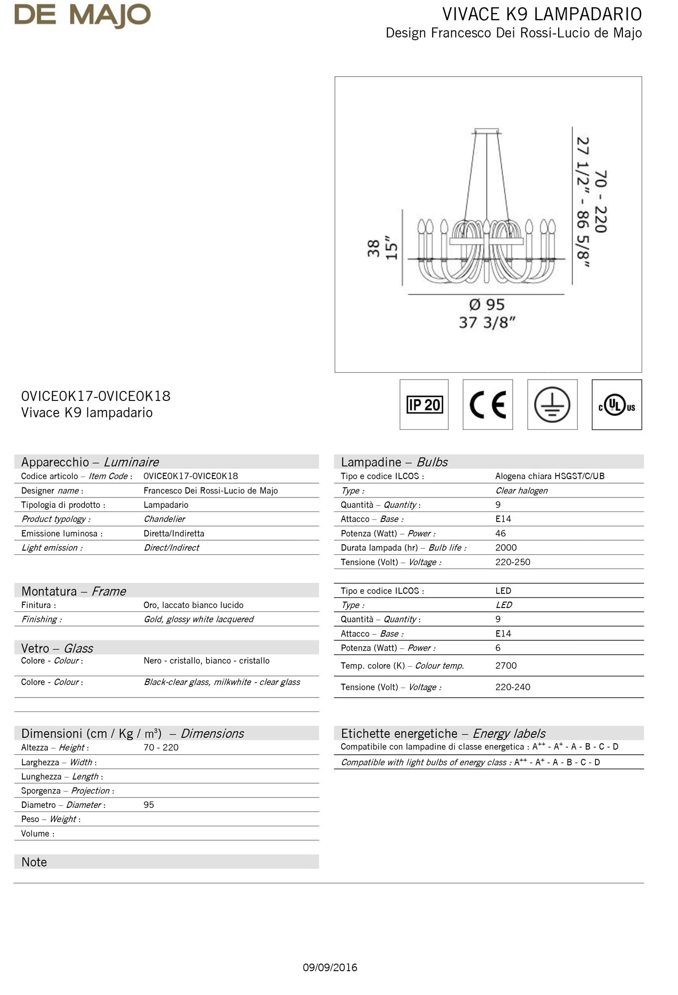 De Majo Vivace Chandelier