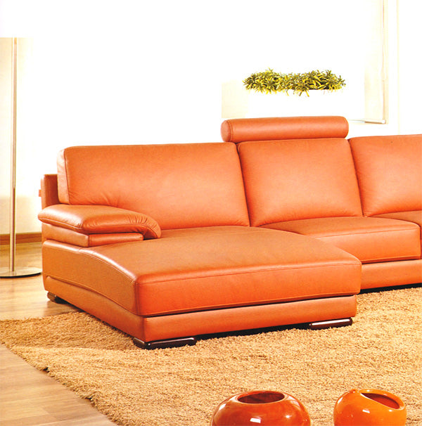 VIG Furniture Divani Casa 2227 Orange Leather Sectional Sofa