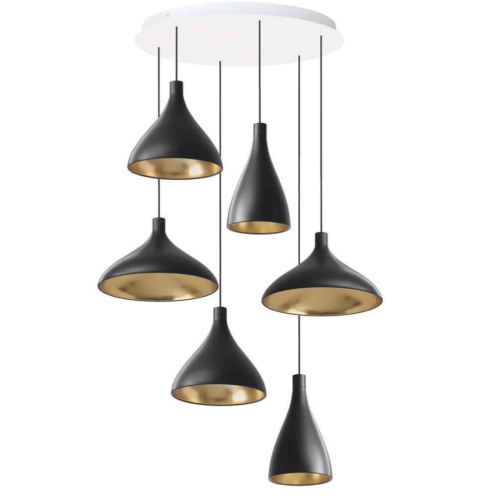 Swell 6-Light LED Chandelier Black Brass | Pablo Designs