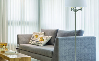 House of Troy Lancaster six-way floor lamp in a living room