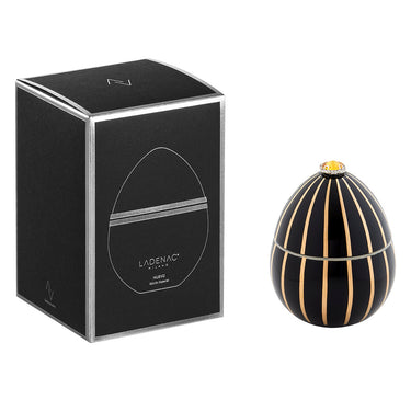 Ladenac Bois de Russie 220 g egg – Black Gold Stripes egg beside its black gift box