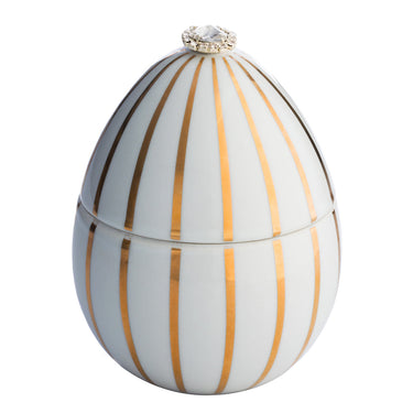 Ladenac Bois de Russie 220 g egg – White Gold Stripes egg candle