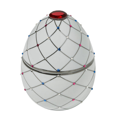 Ladenac Bois de Russie 450 g egg – White Silver Stripes egg candle