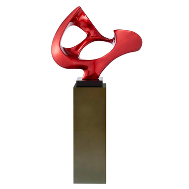Finesse Decor Abstract Mask 54" Tall Floor Sculpture Metallic Red With Gray Stand